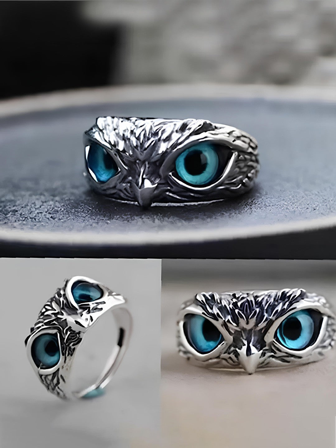 MenX™ Silver-Plated Lucky 3D Owl Ring