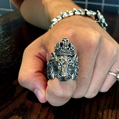 Retro Crown Lion Ring
