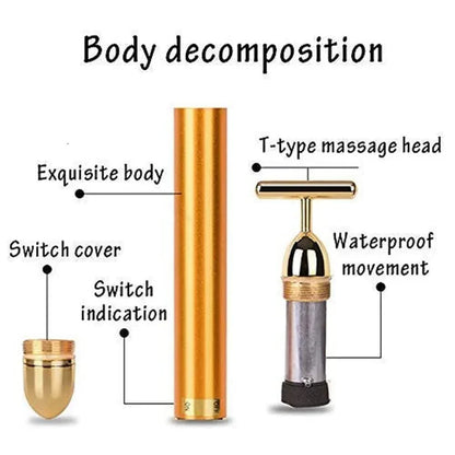 MenX 24k Gold Facial Massager – Reduce Puffiness, Wrinkles & Define Jawline