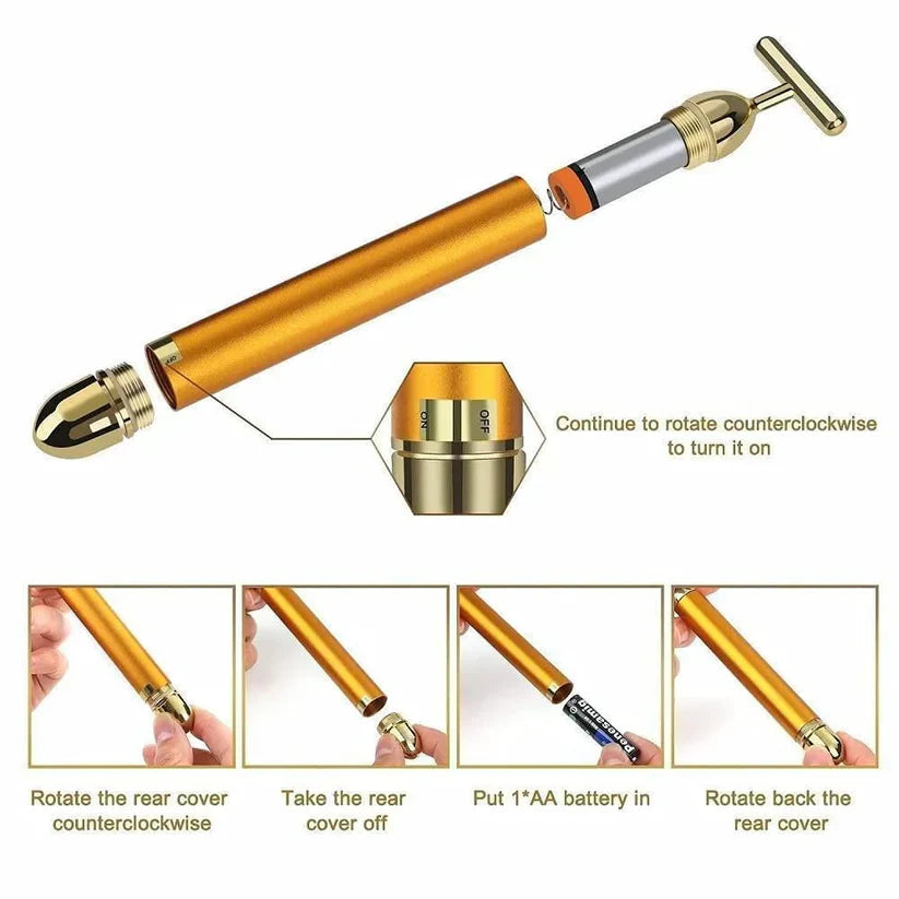 MenX 24k Gold Facial Massager – Reduce Puffiness, Wrinkles & Define Jawline
