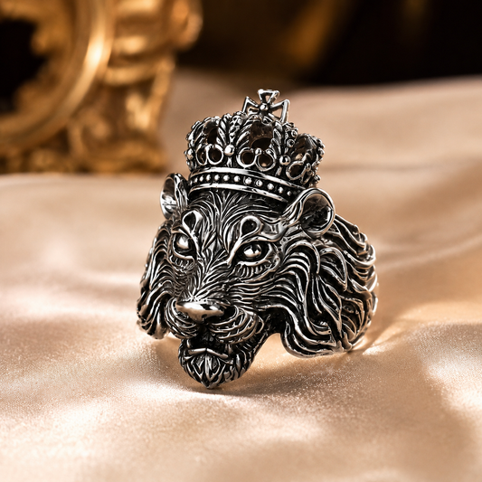 Retro Crown Lion Ring