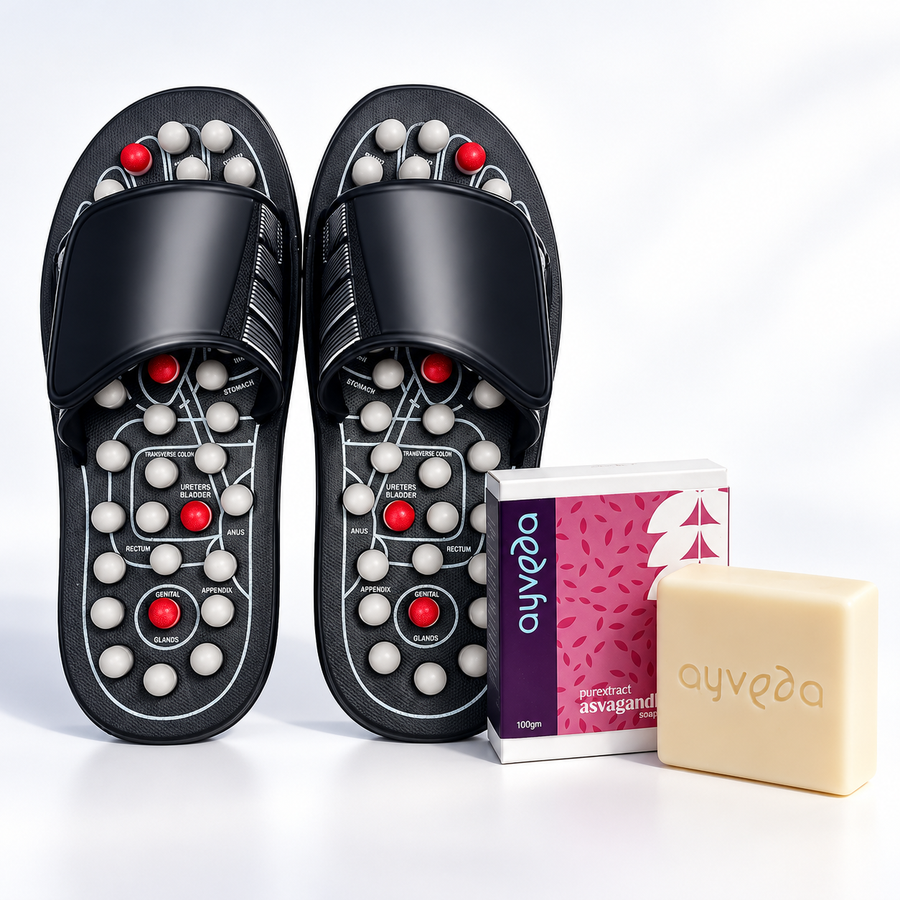 Acupressure Massage Sandals & Ayveda Ashwagandha Soap – Foot Care & Wellness Combo
