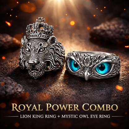 Royal Beast Combo: Lion King Ring + Owl Eye Ring