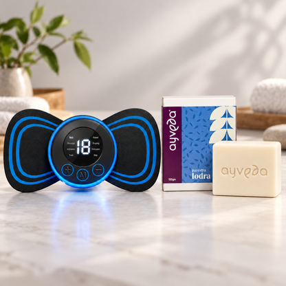 Mini Butterfly Body Massager + Ayveda Lodra Soap – Pain Relief & Self-Care Combo