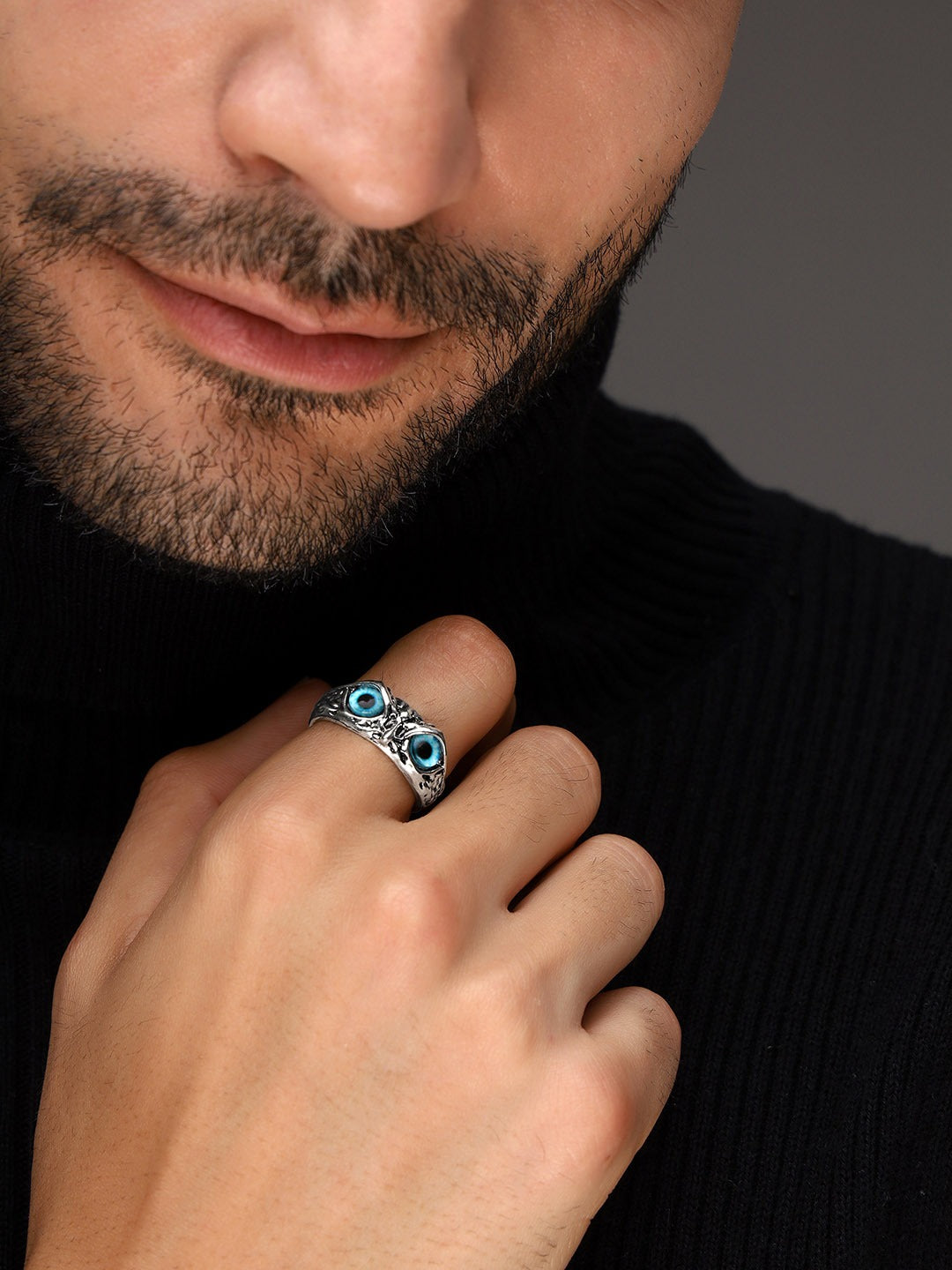 MenX™ Silver-Plated Lucky 3D Owl Ring