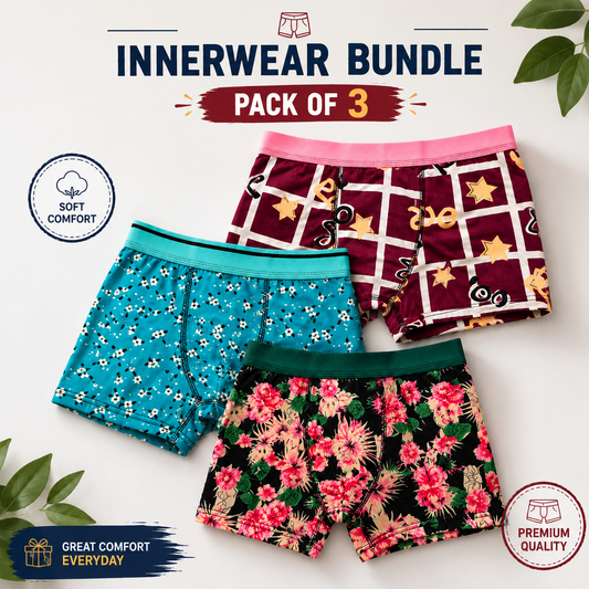 Floral Print Men’s Innerwear Combo – Pack of 3